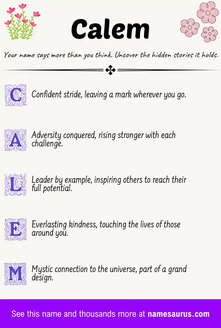 Acrostic poem about Calem.