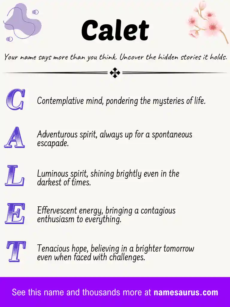 Acrostic poem about Calet.