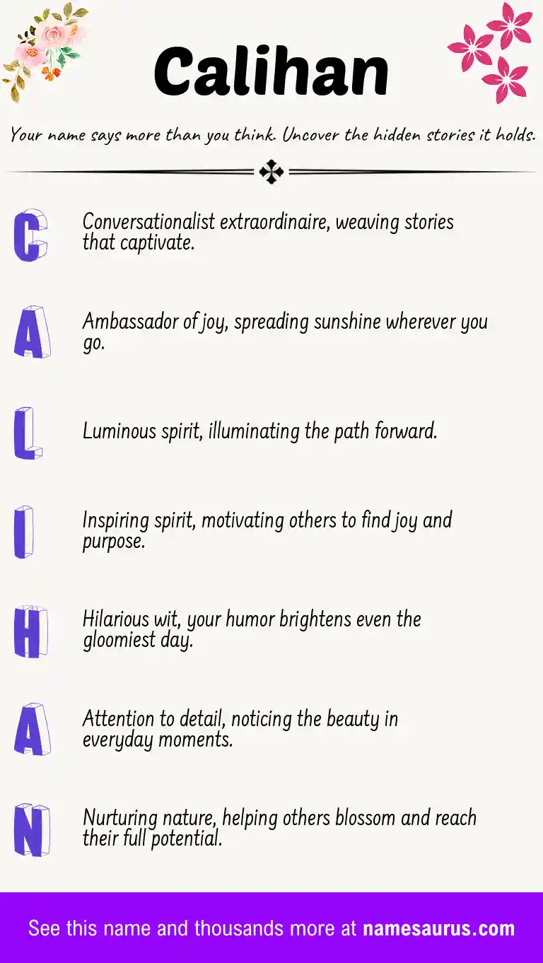 Acrostic poem about Calihan.