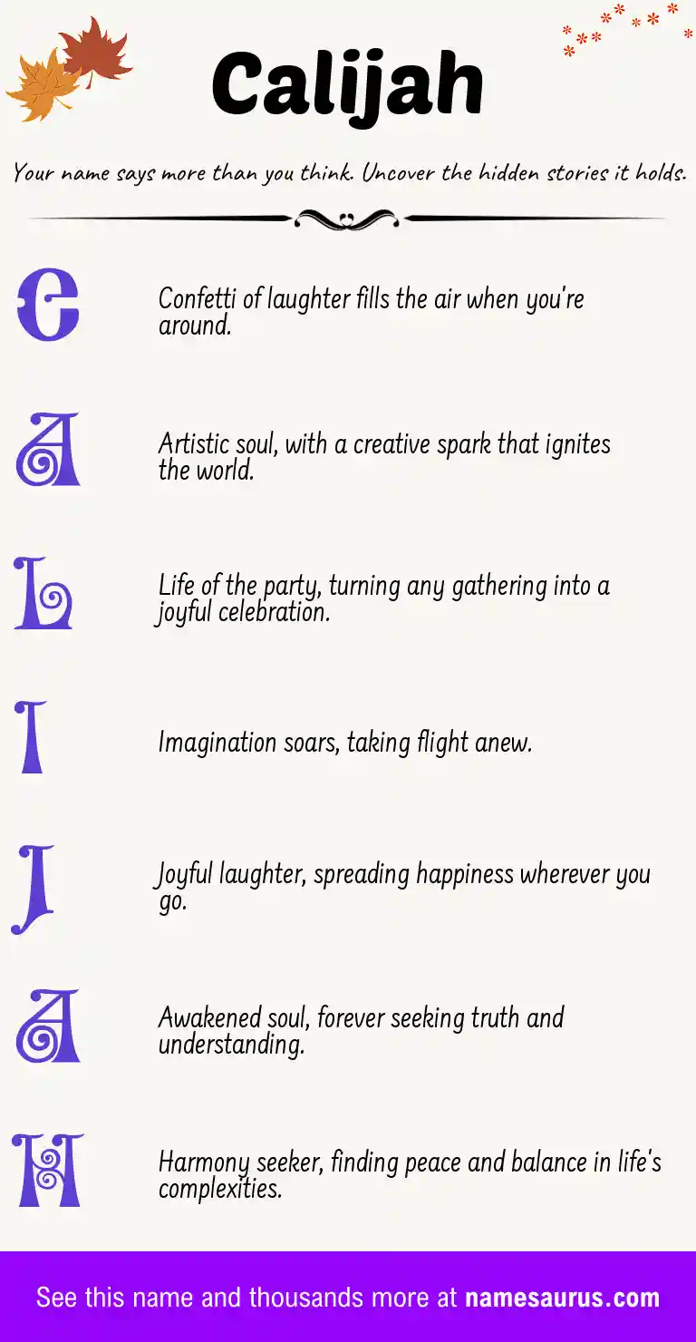 Acrostic poem about Calijah.