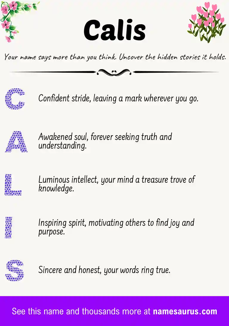 Acrostic poem about Calis.