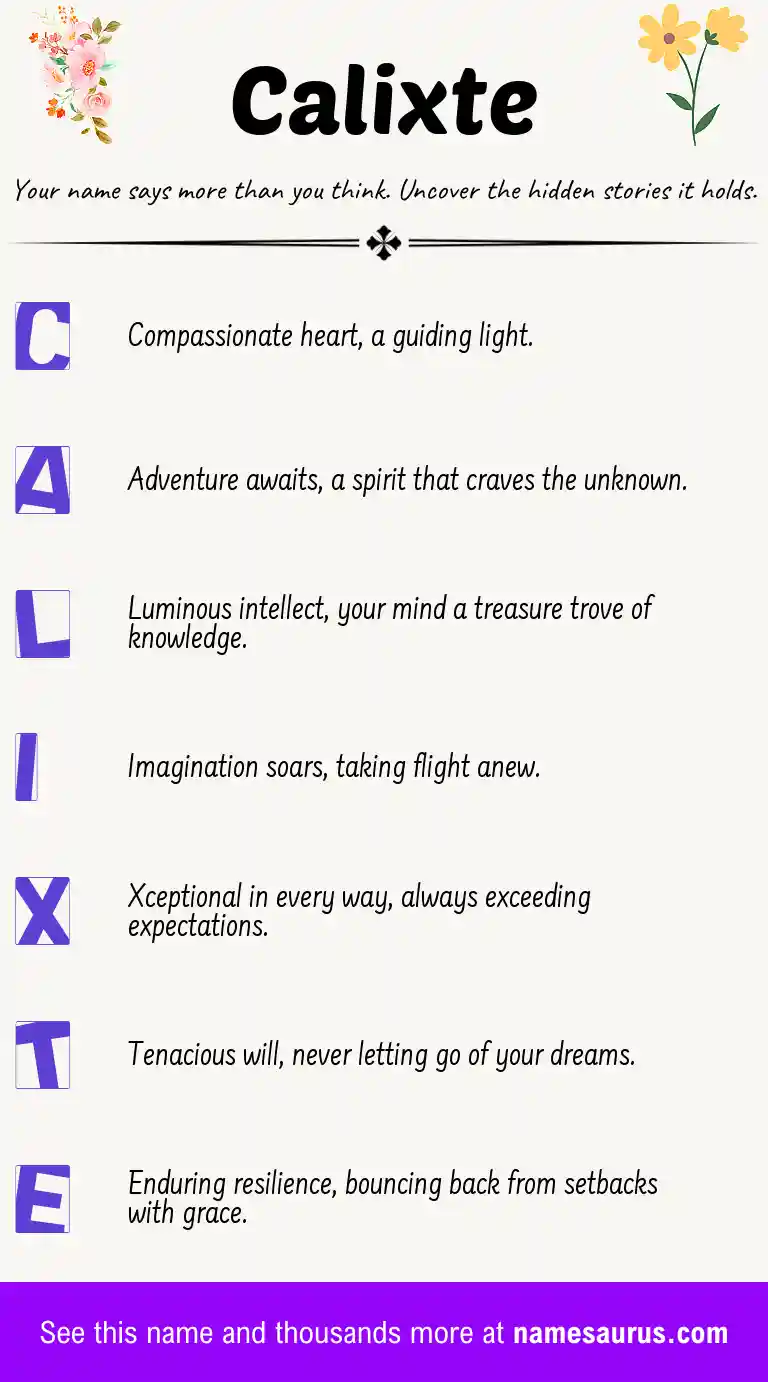 Acrostic poem about Calixte.