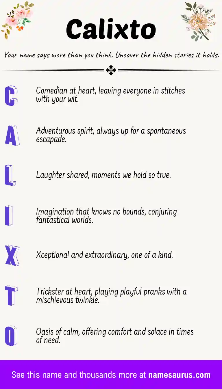 Acrostic poem about Calixto.