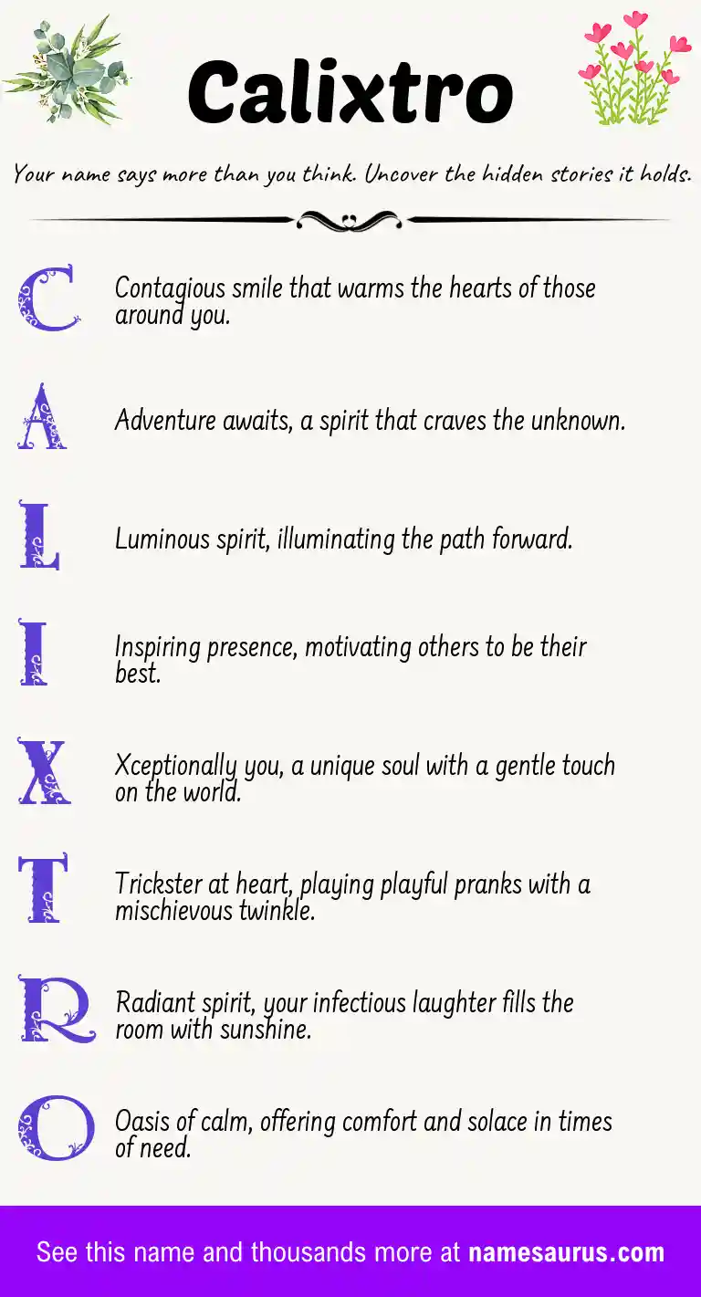 Acrostic poem about Calixtro.