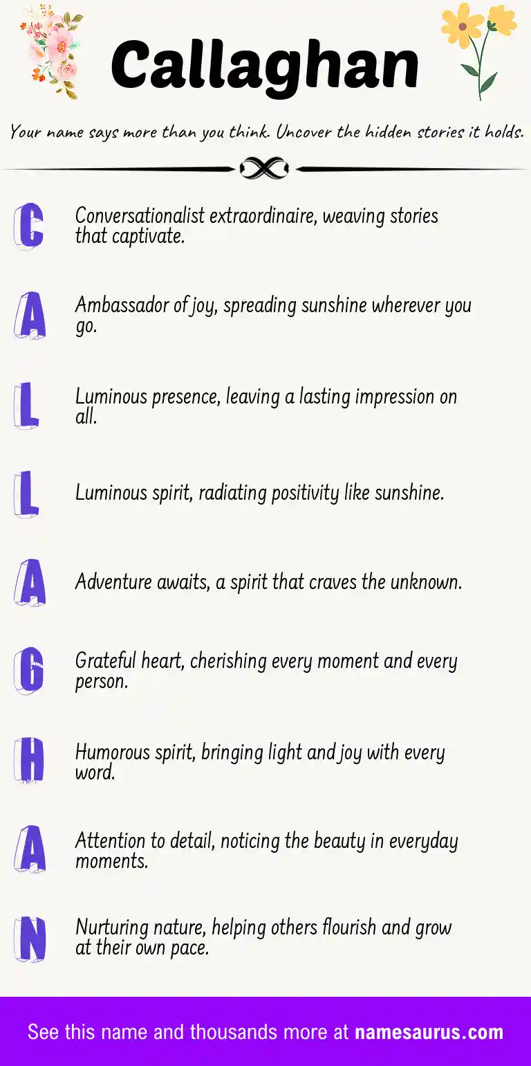 Acrostic poem about Callaghan.