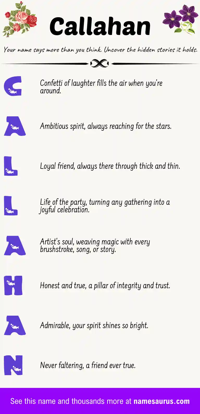 Acrostic poem about Callahan.