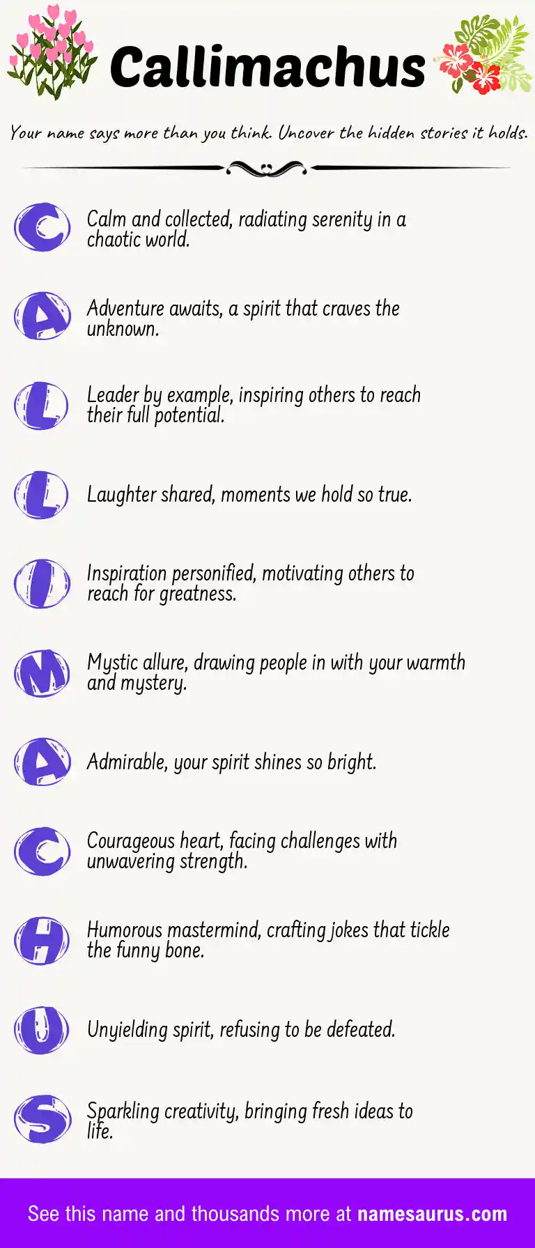 Acrostic poem about Callimachus.