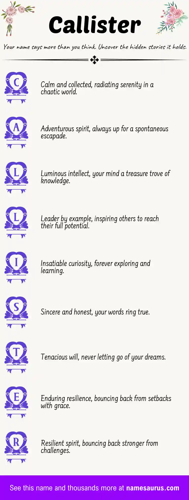 Acrostic poem about Callister.