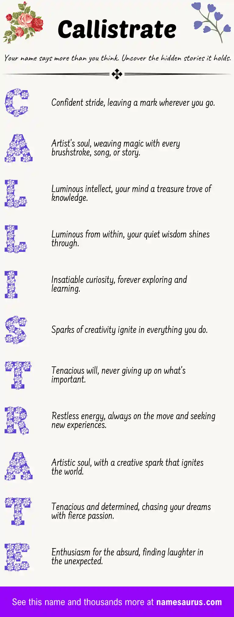 Acrostic poem about Callistrate.