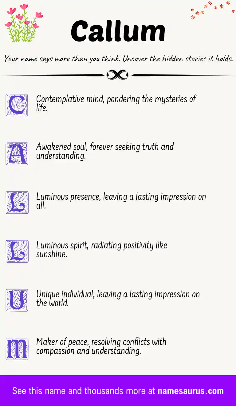 Acrostic poem about Callum.