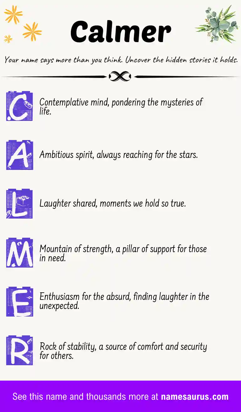Acrostic poem about Calmer.