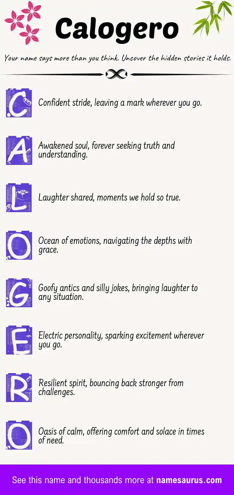 Acrostic poem about Calogero.