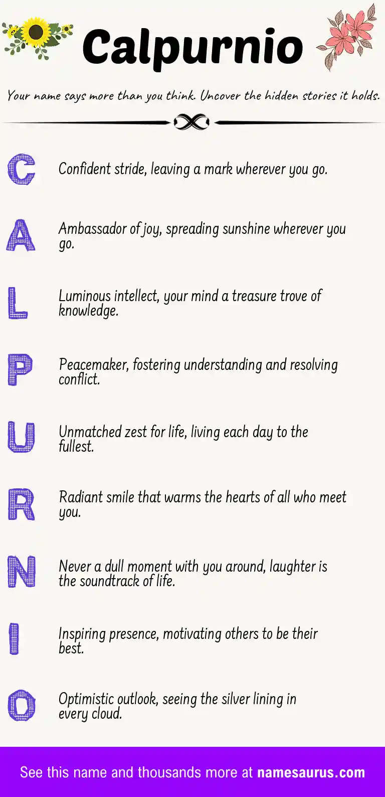 Acrostic poem about Calpurnio.