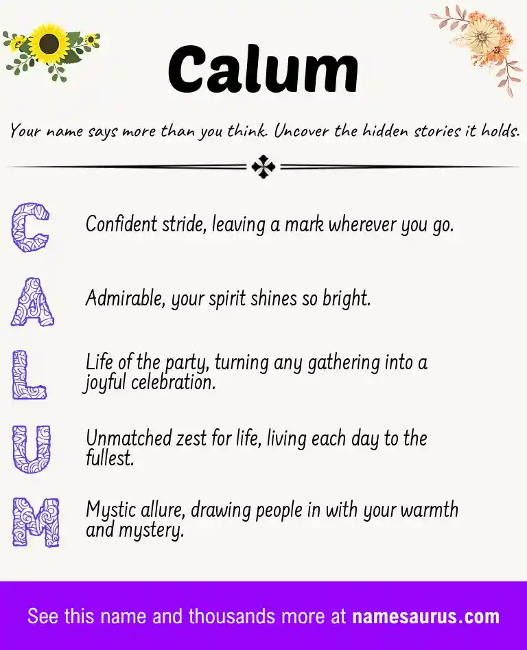 Acrostic poem about Calum.