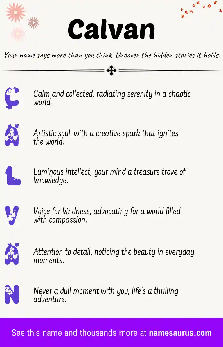 Acrostic poem about Calvan.
