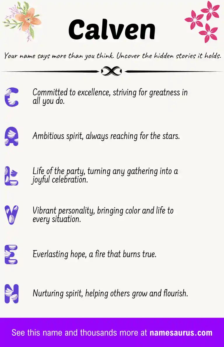 Acrostic poem about Calven.