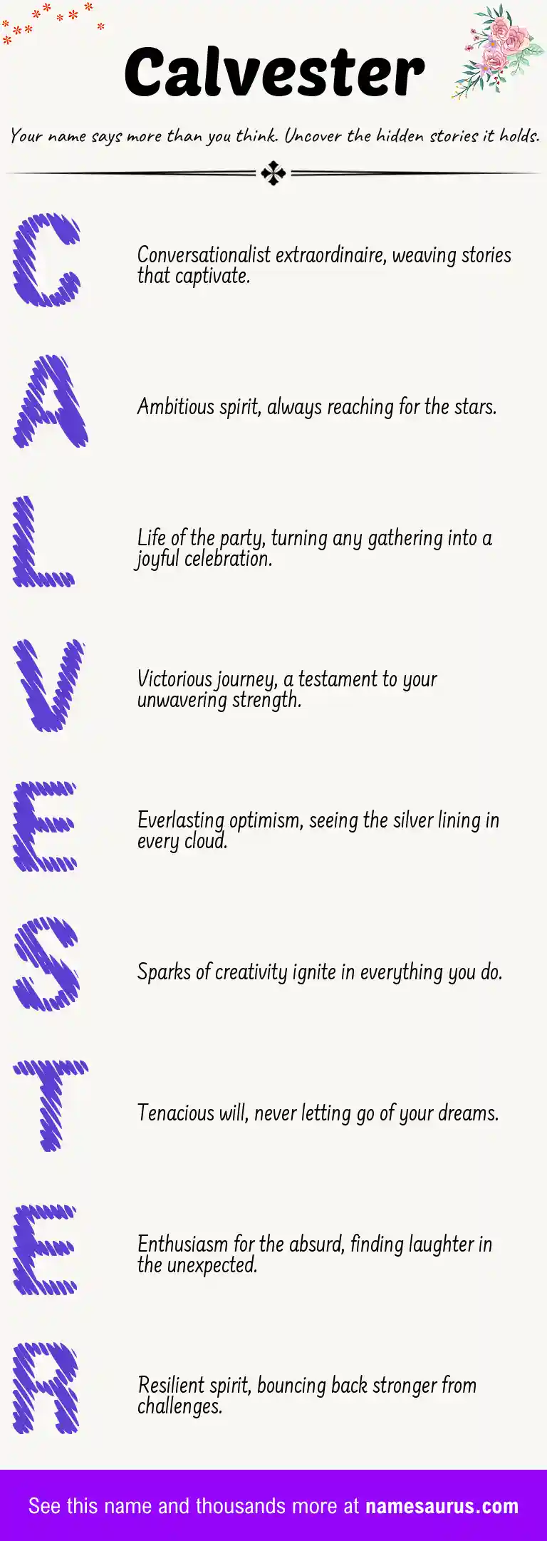 Acrostic poem about Calvester.