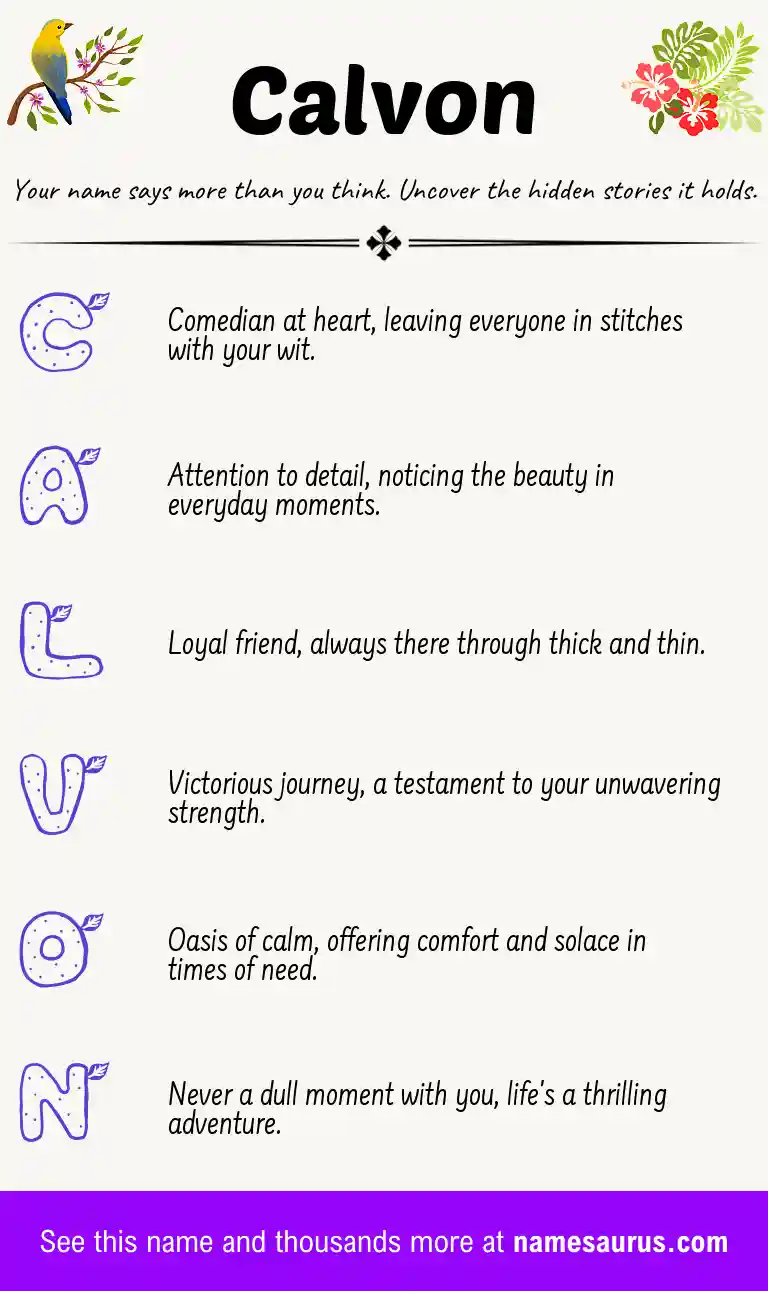 Acrostic poem about Calvon.