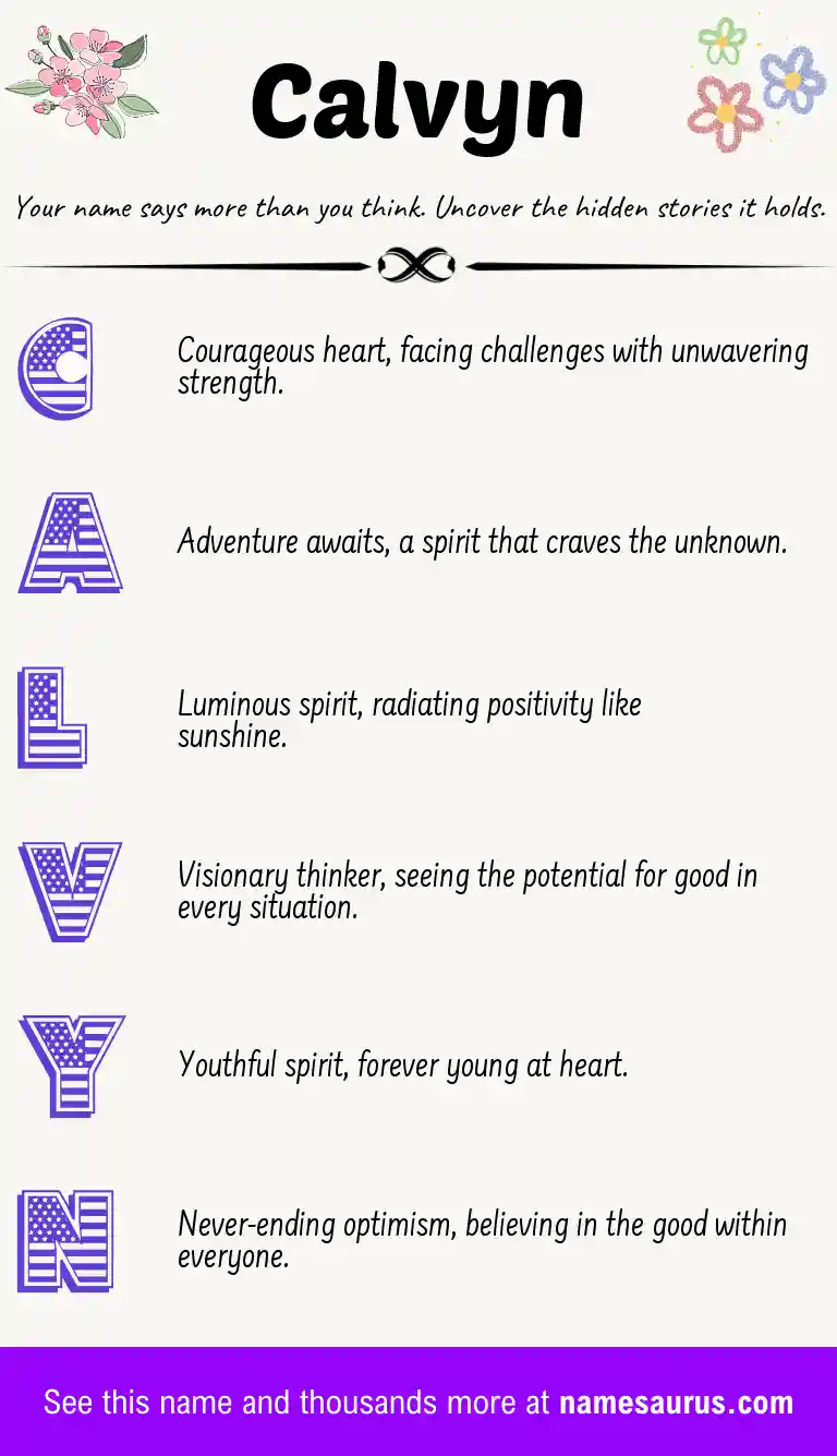 Acrostic poem about Calvyn.