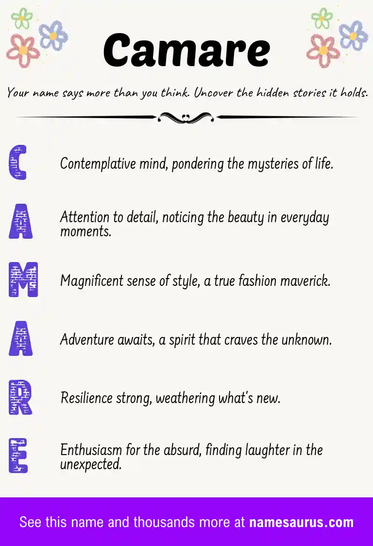 Acrostic poem about Camare.