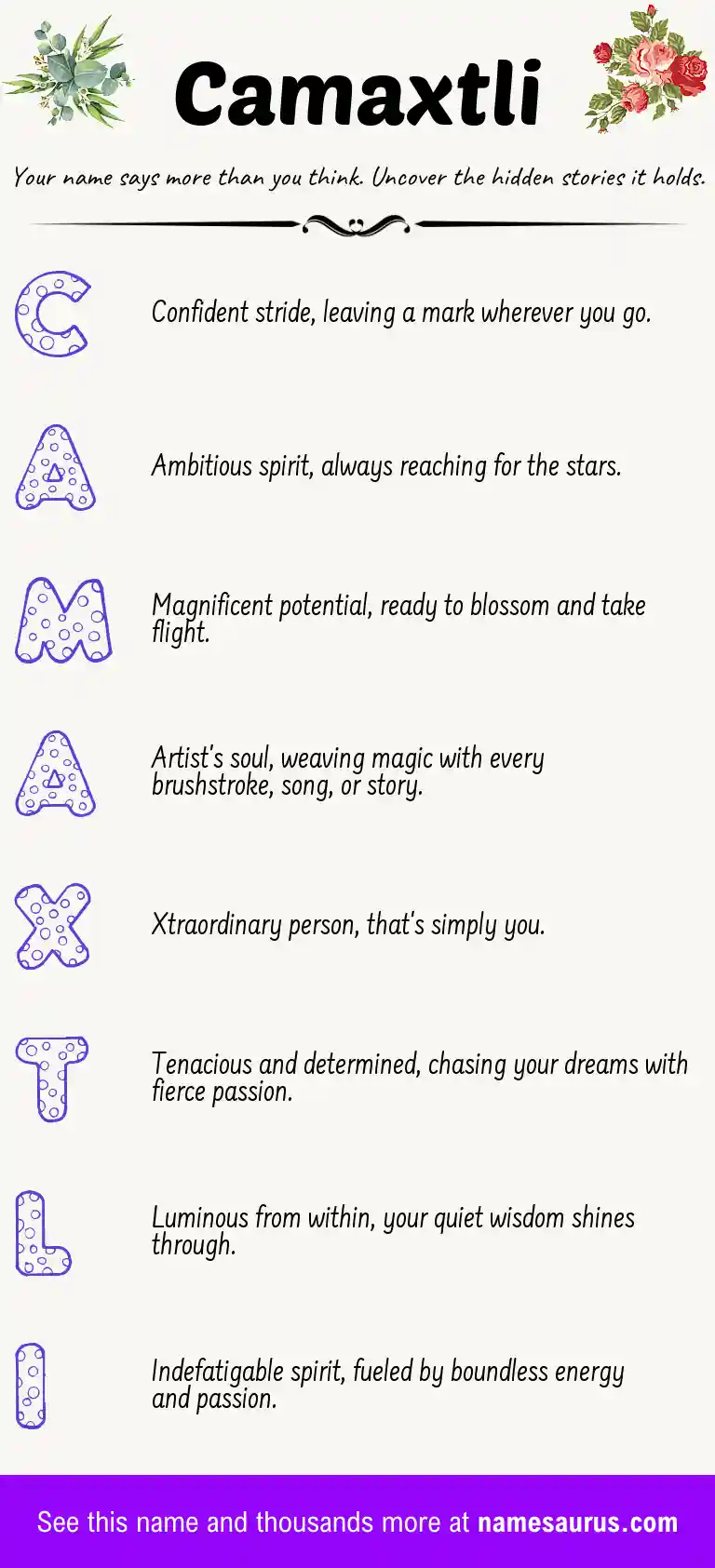 Acrostic poem about Camaxtli.