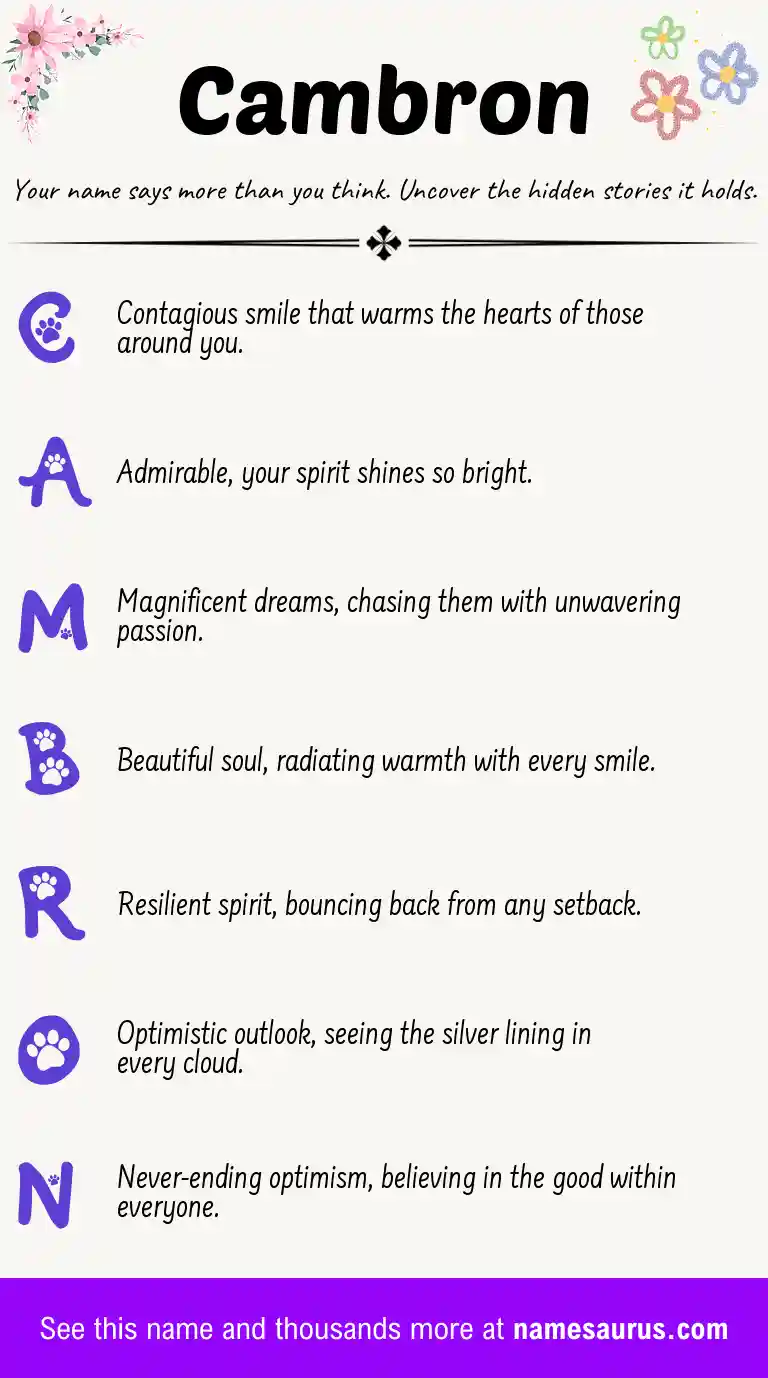 Acrostic poem about Cambron.