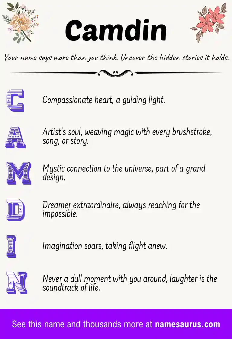 Acrostic poem about Camdin.