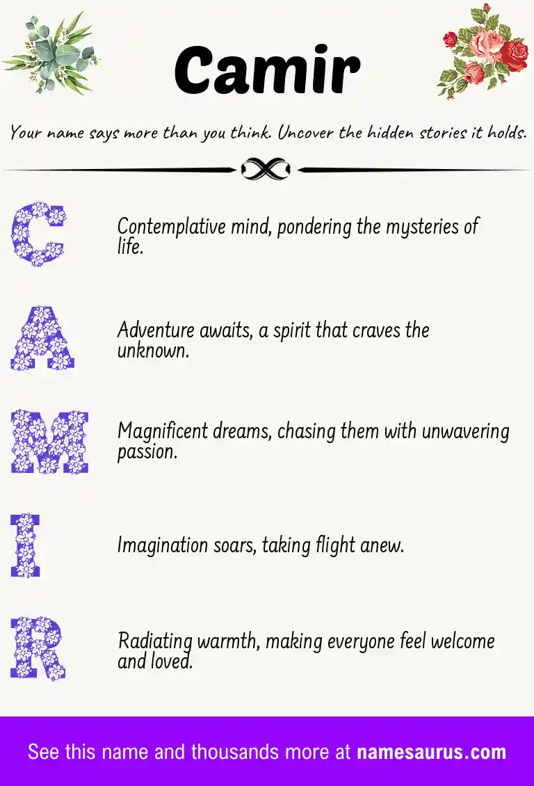 Acrostic poem about Camir.