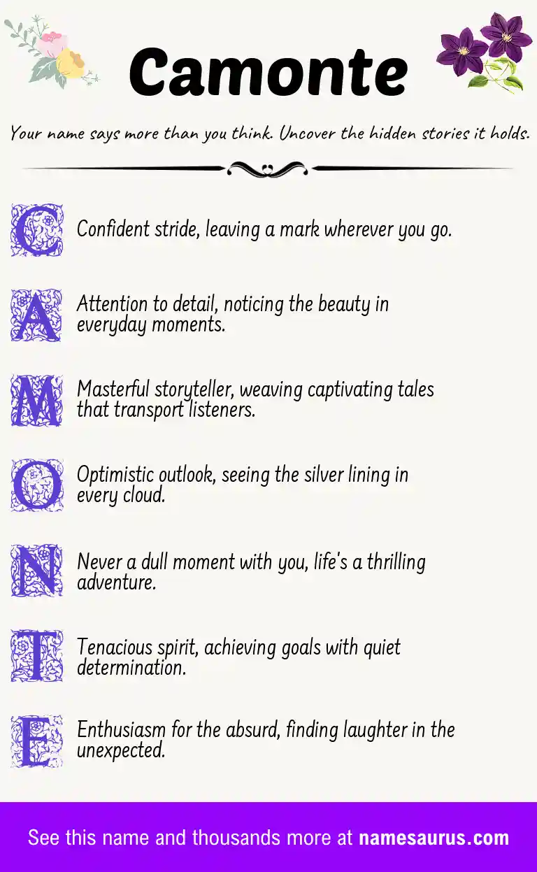 Acrostic poem about Camonte.