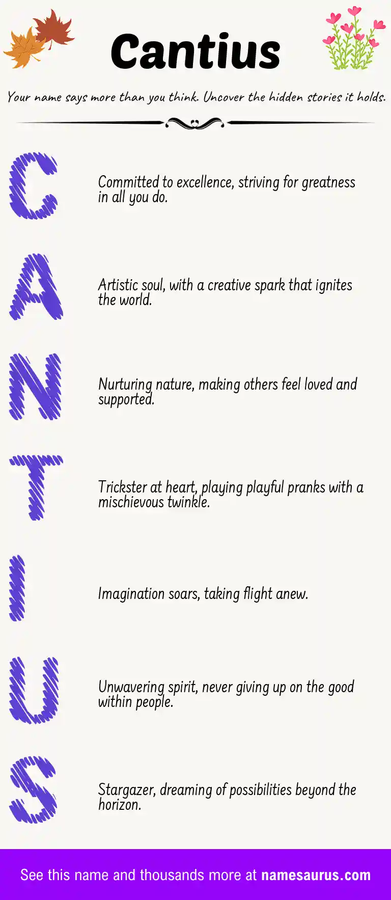 Acrostic poem about Cantius.