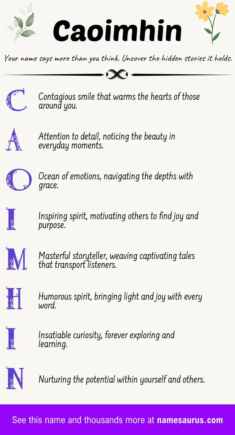 Acrostic poem about Caoimhin.