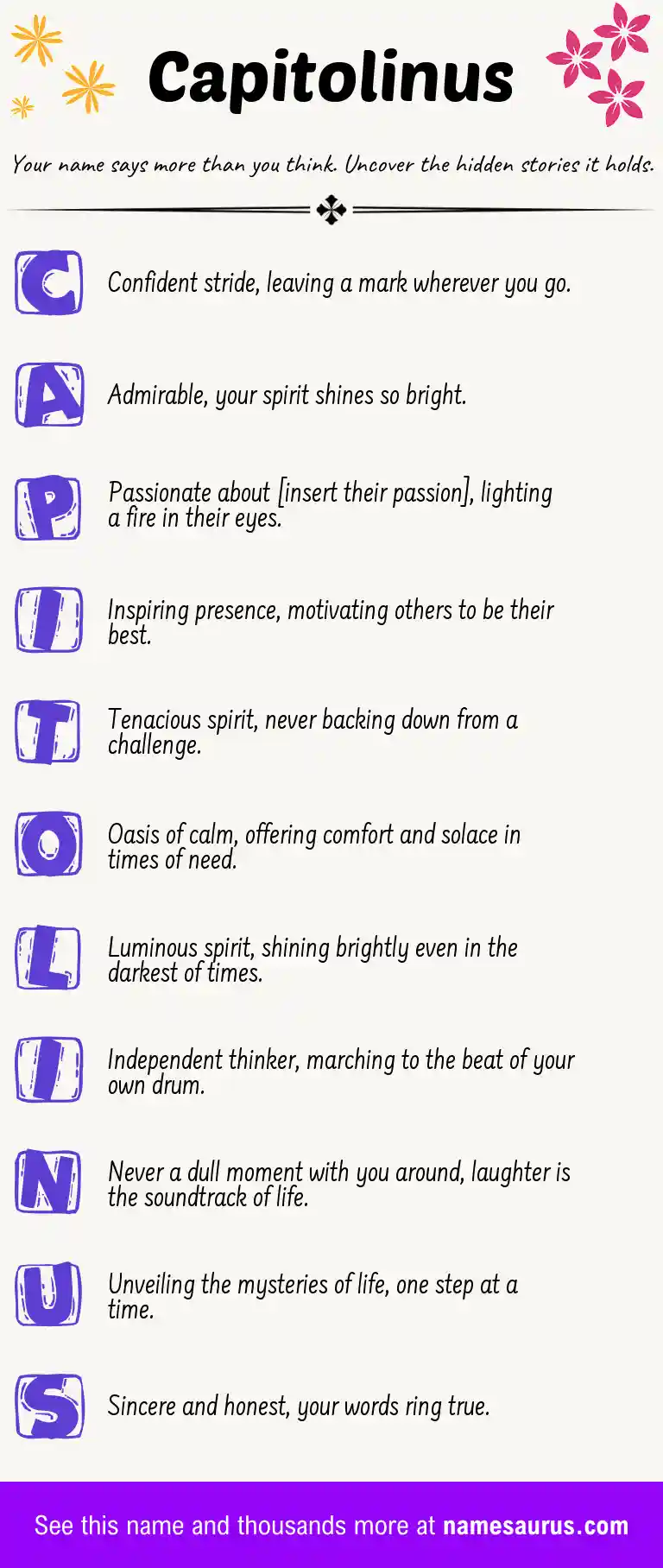 Acrostic poem about Capitolinus.