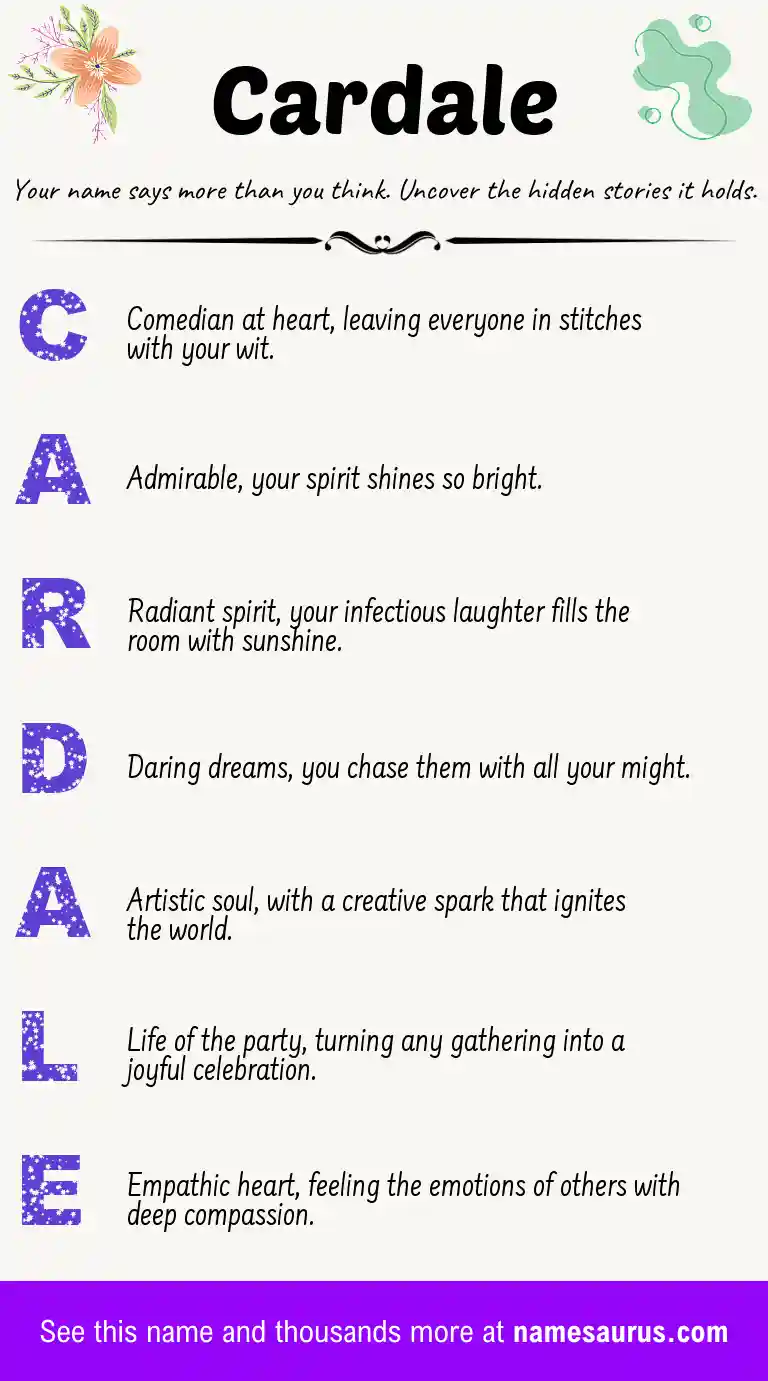 Acrostic poem about Cardale.