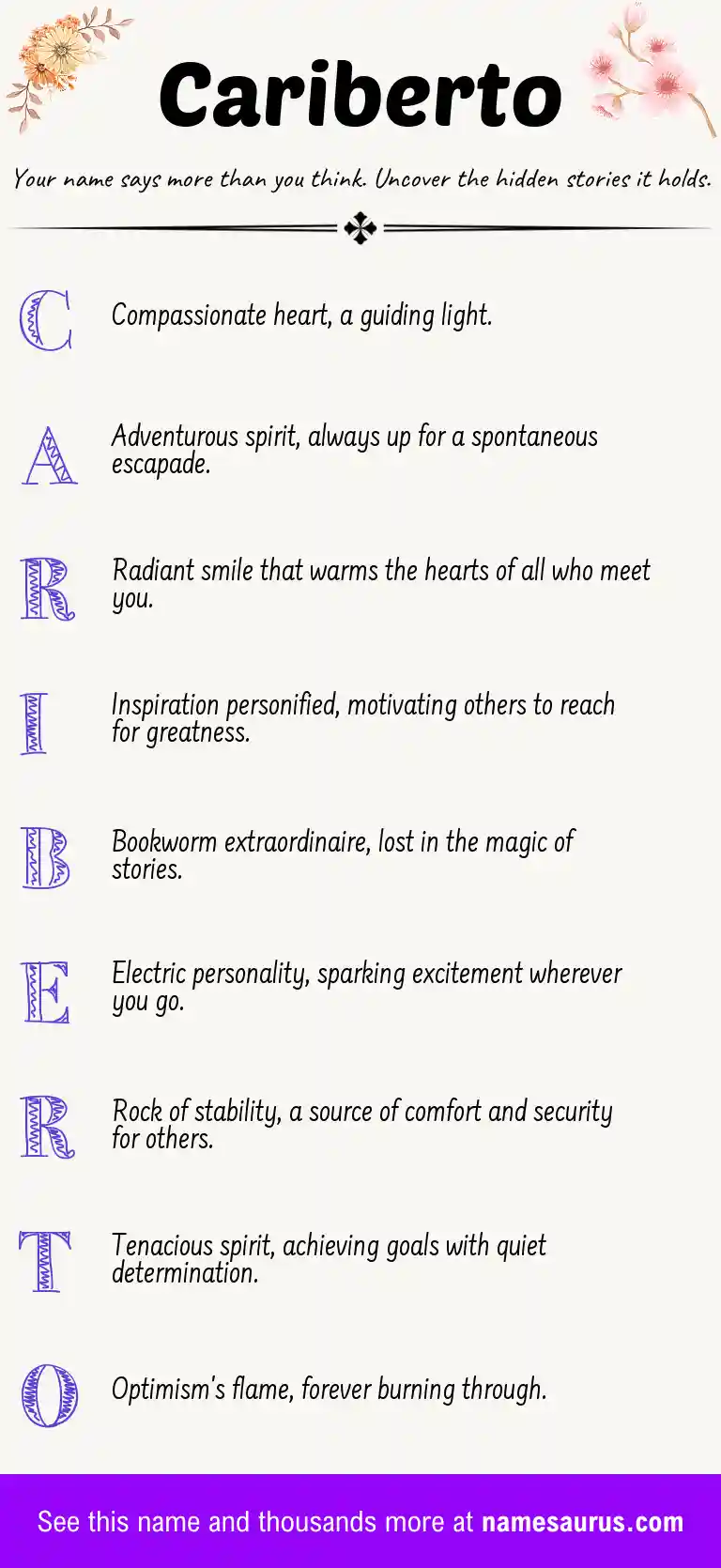 Acrostic poem about Cariberto.