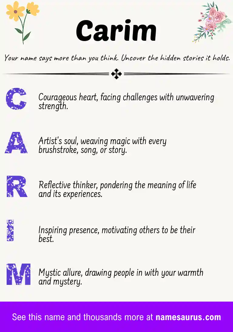 Acrostic poem about Carim.