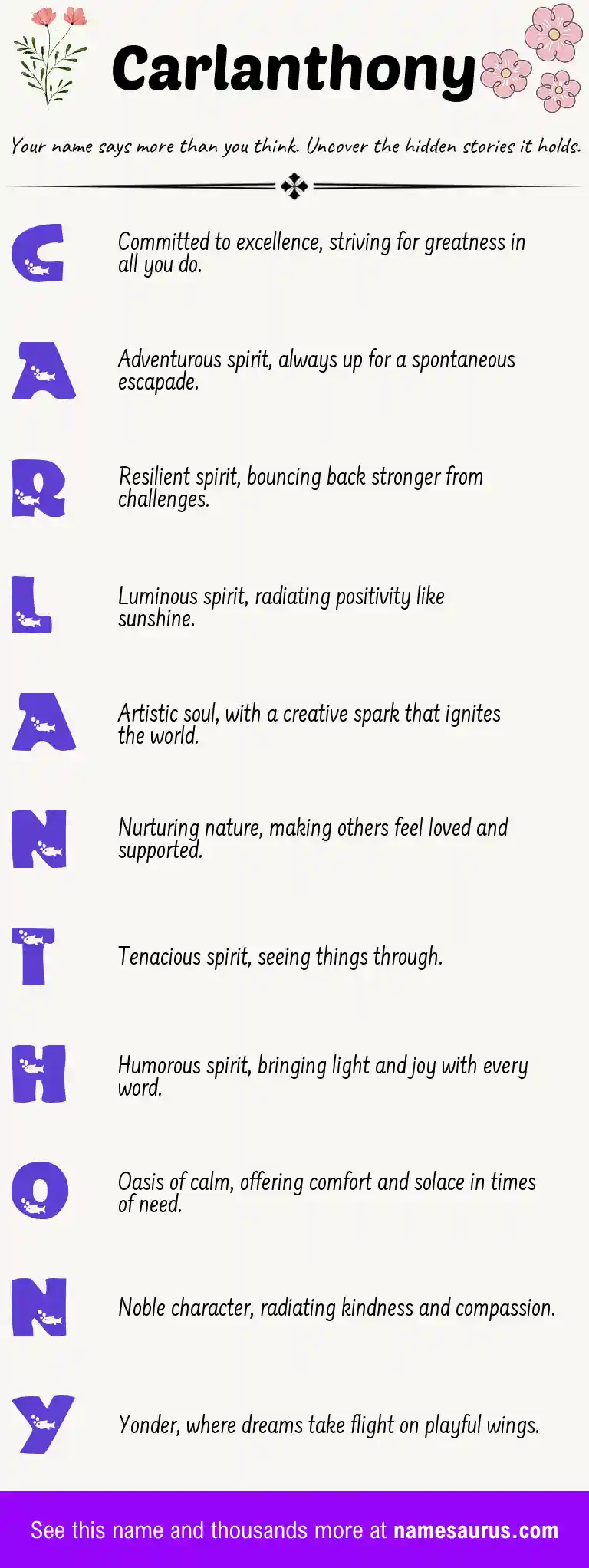 Acrostic poem about Carlanthony.