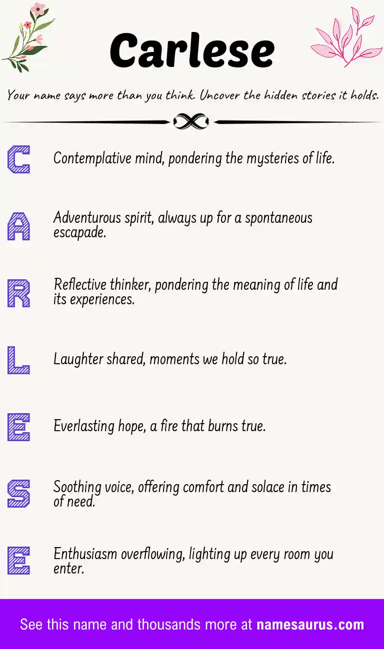 Acrostic poem about Carlese.
