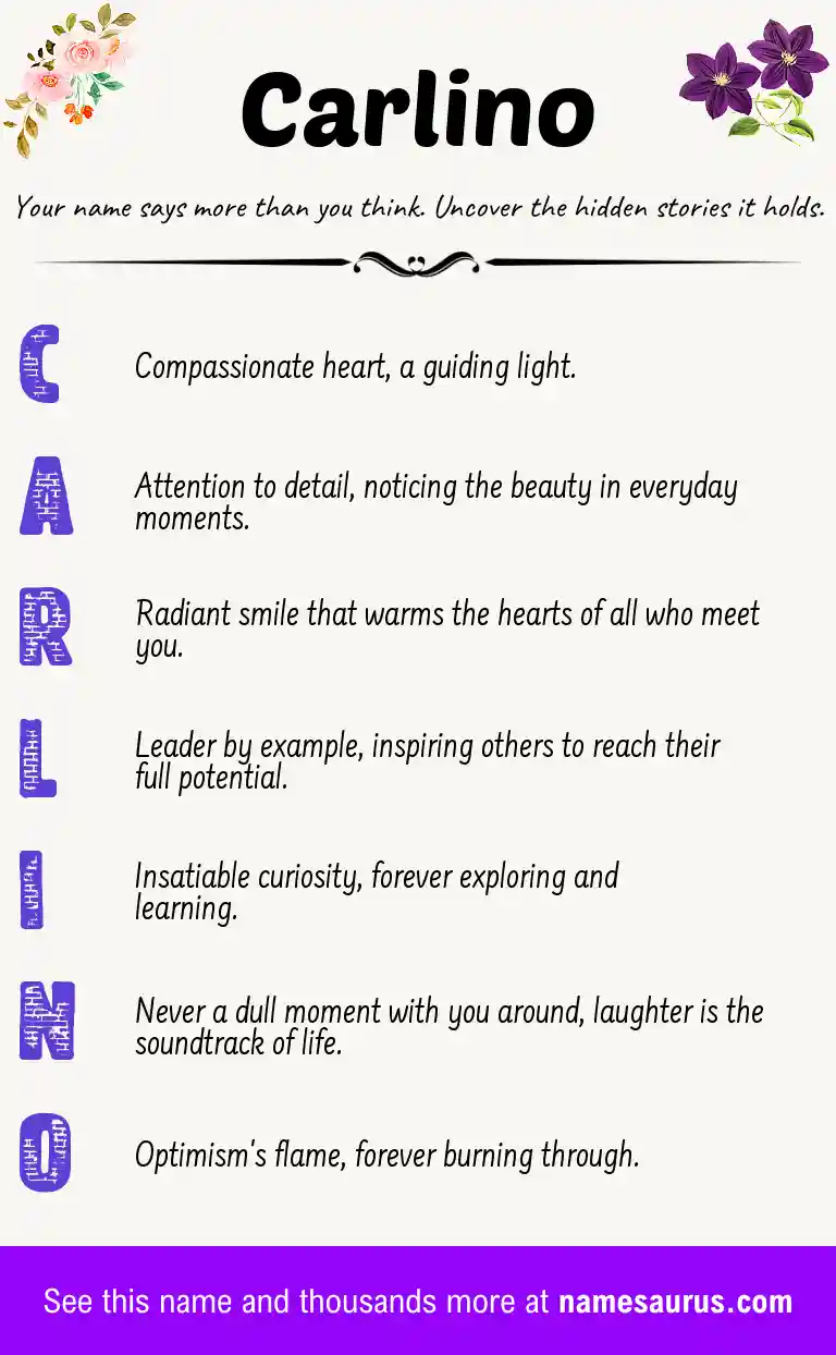 Acrostic poem about Carlino.
