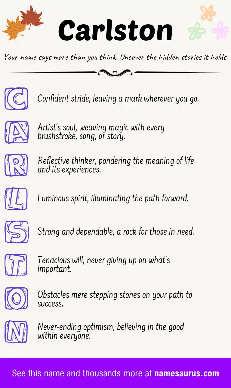 Acrostic poem about Carlston.