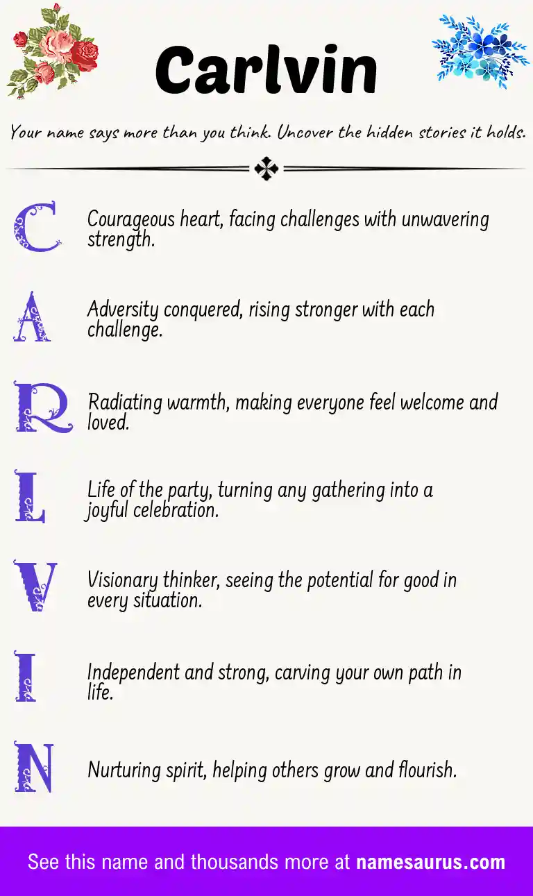 Acrostic poem about Carlvin.