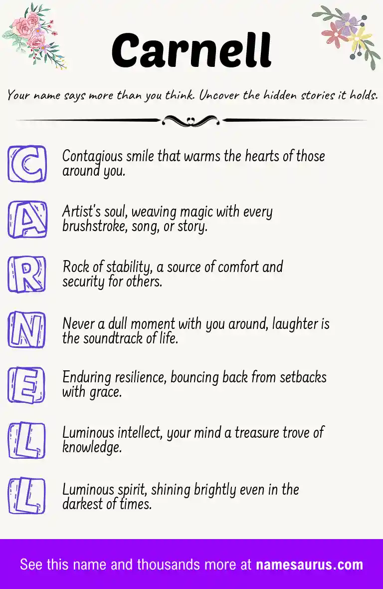 Acrostic poem about Carnell.