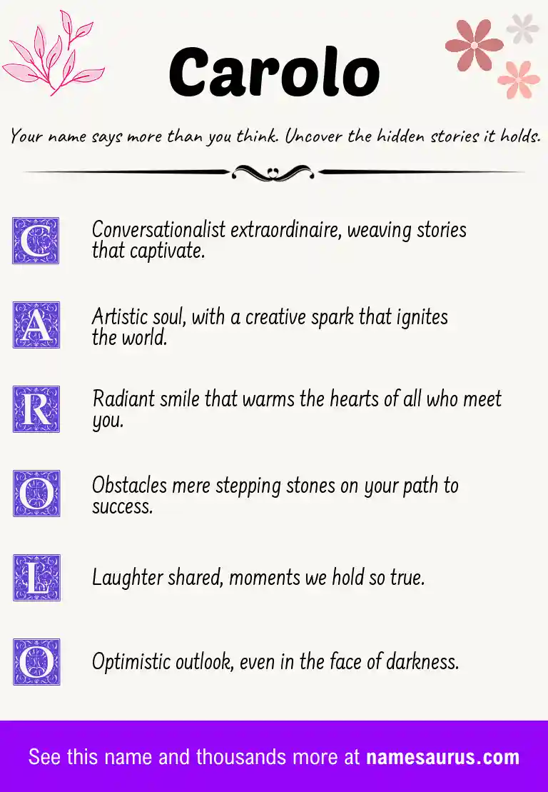 Acrostic poem about Carolo.