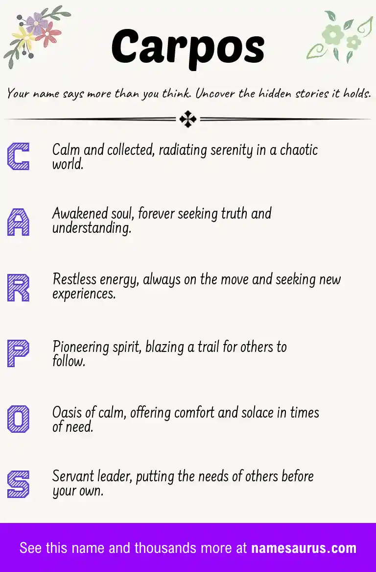 Acrostic poem about Carpos.