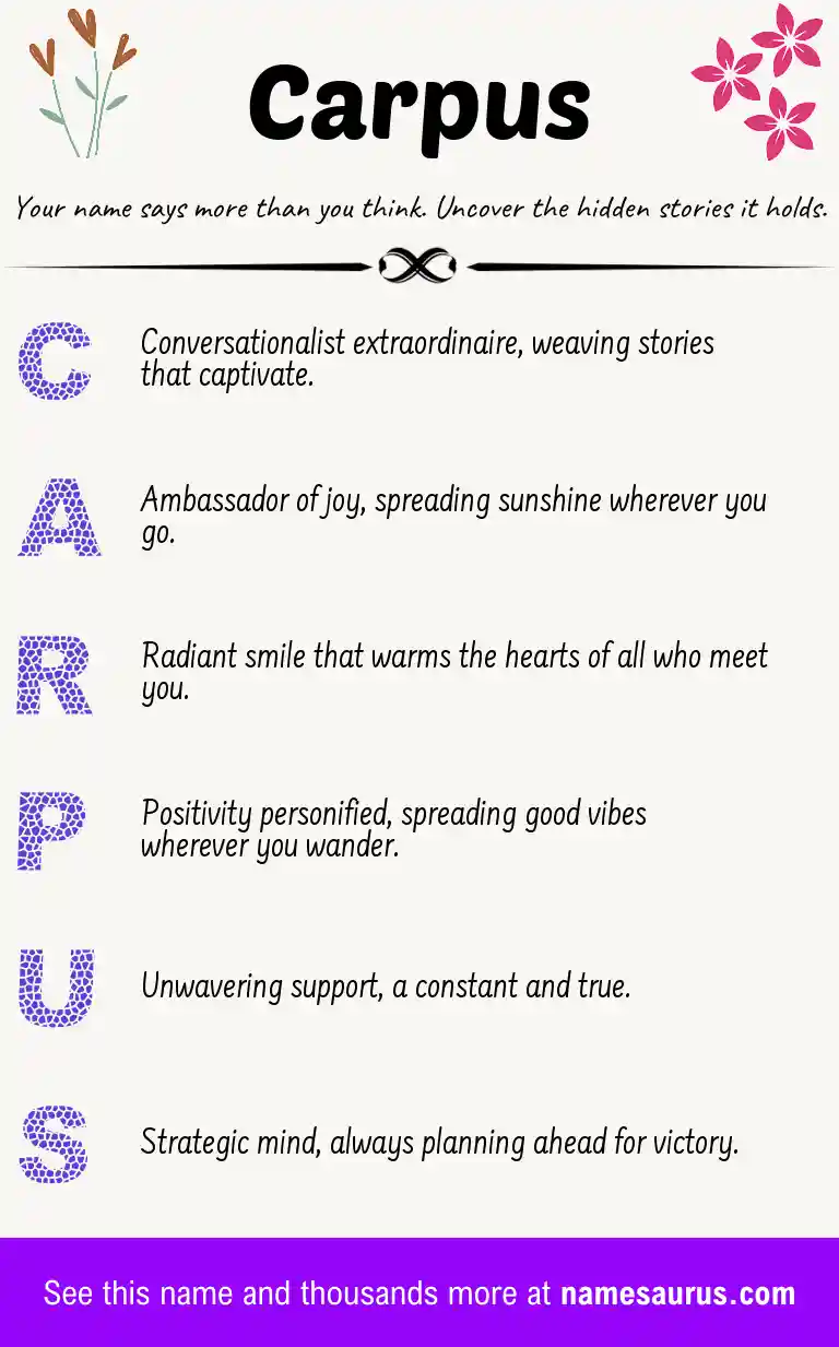 Acrostic poem about Carpus.