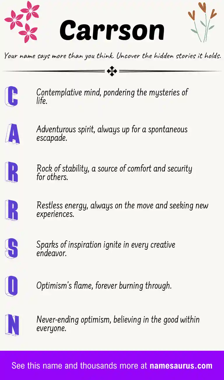 Acrostic poem about Carrson.