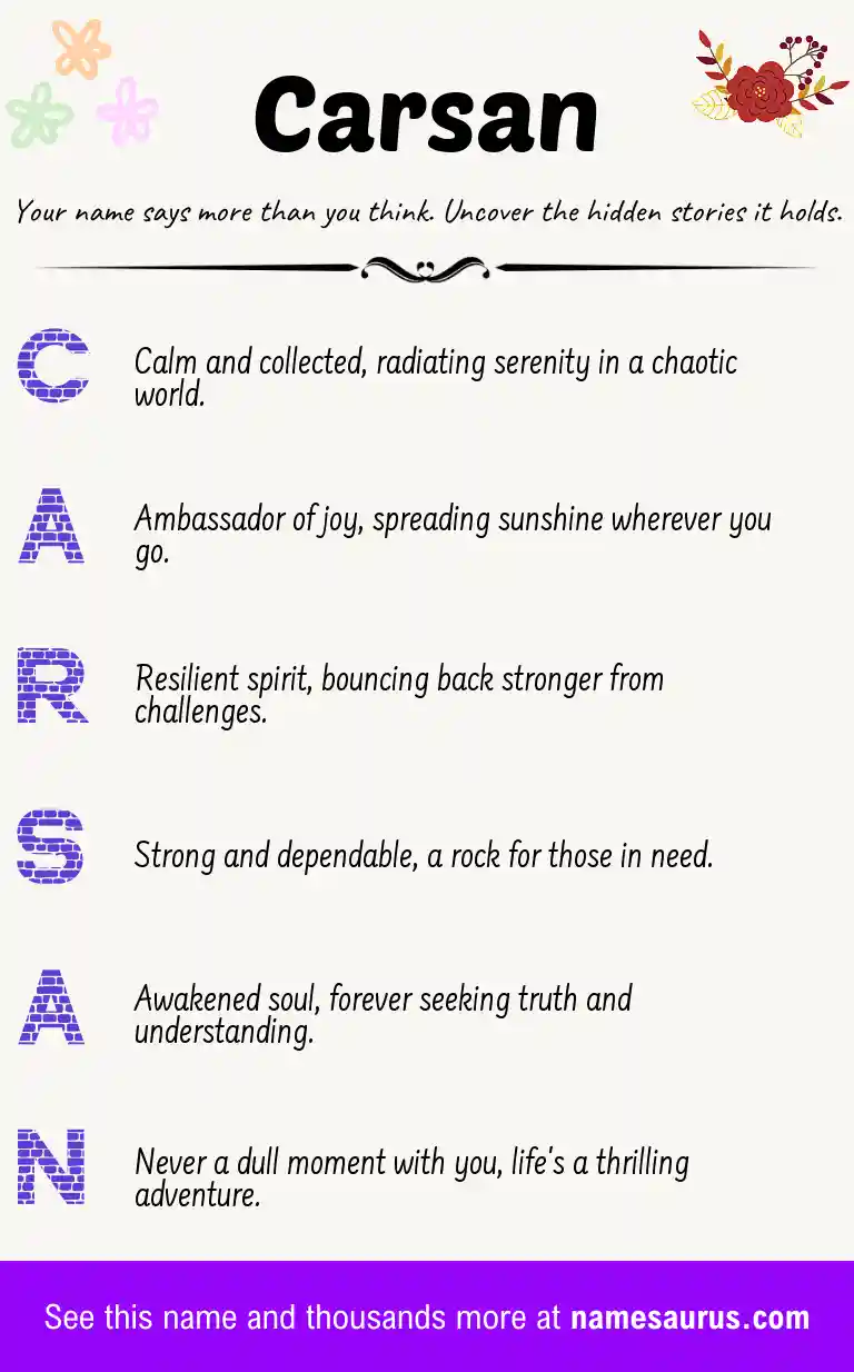 Acrostic poem about Carsan.