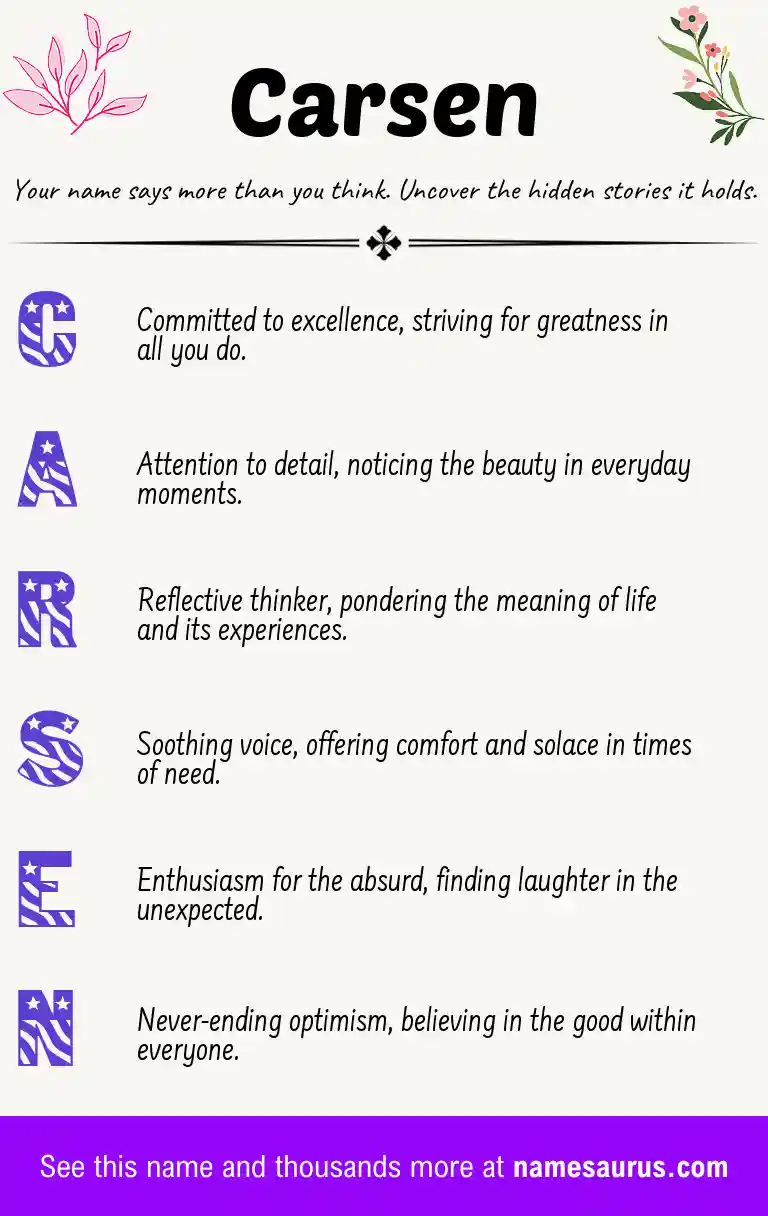Acrostic poem about Carsen.