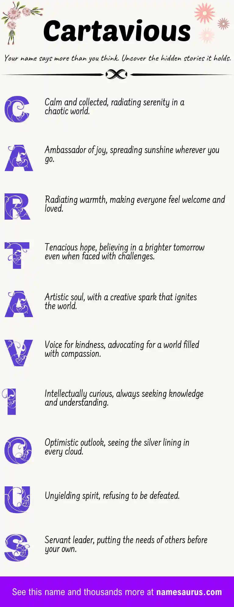 Acrostic poem about Cartavious.