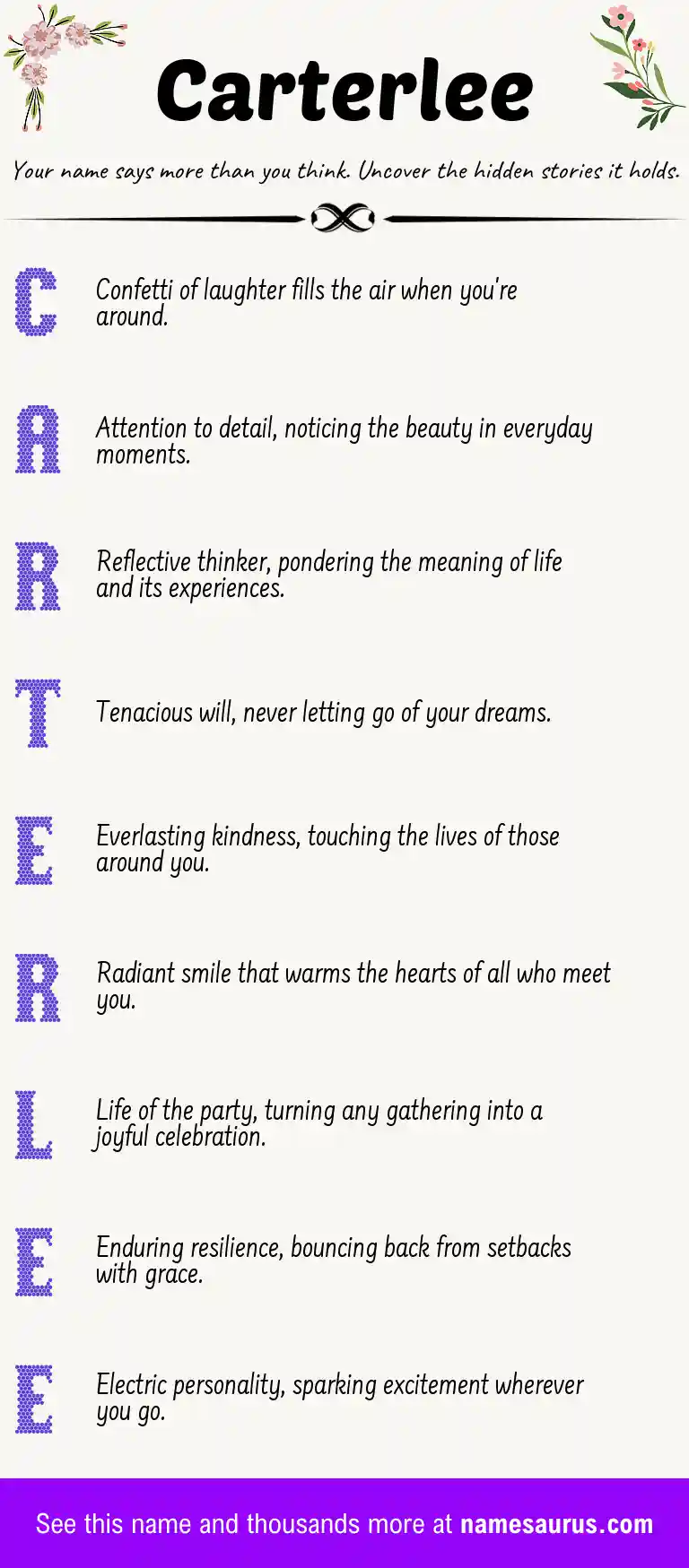 Acrostic poem about Carterlee.