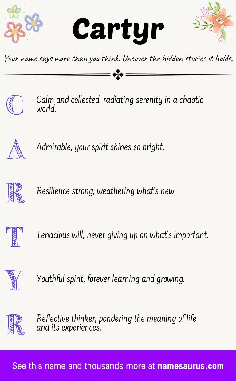 Acrostic poem about Cartyr.